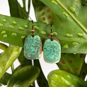 Alaskan Native Handmade Copper-Patina Earrings